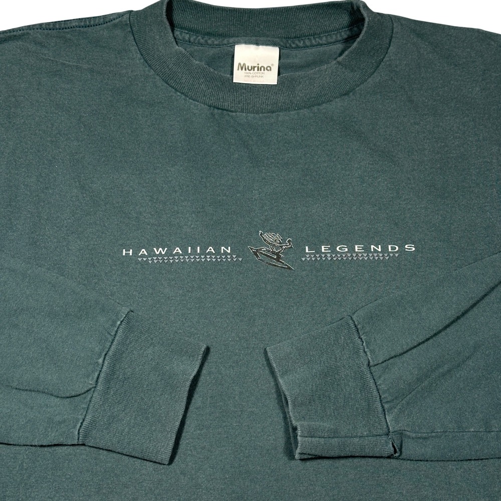 Vintage Hawaiian Surf T-Shirt Legends North Shore Long Sleeve Teal Murina USA XL